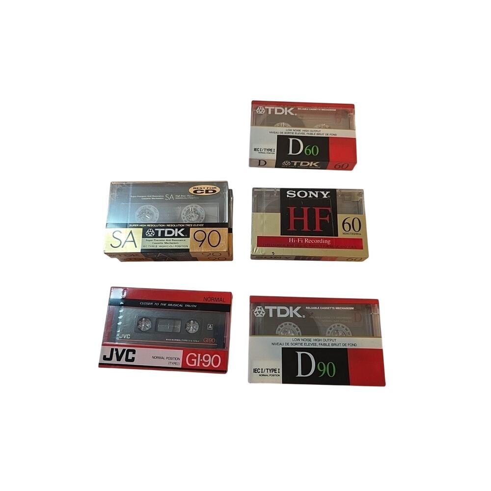 Tdk D90 X2 Jvc Gi90 Tdk Sa90x2 Sony Hf 60 Tdk D60 Cassette Tapes Blank New